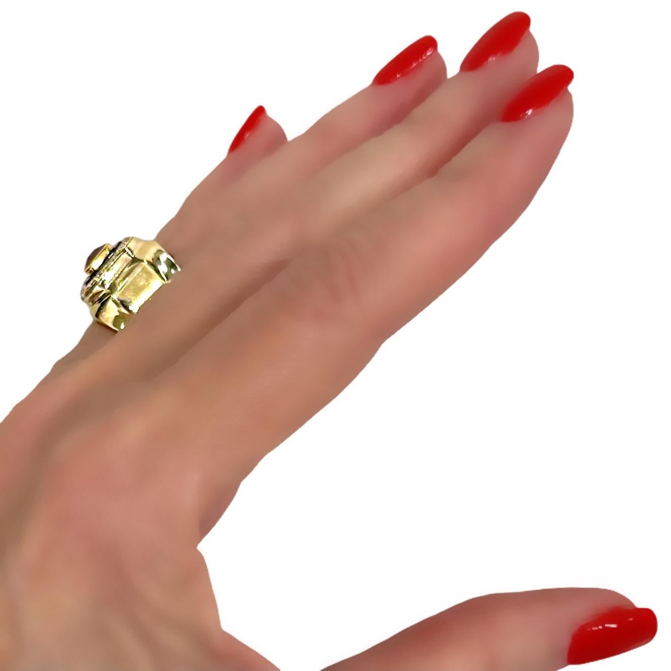 18k Gold Statement RIng Featuring An Unenhanced Mozambique Ruby, Onyx & Diamonds For Sale 9