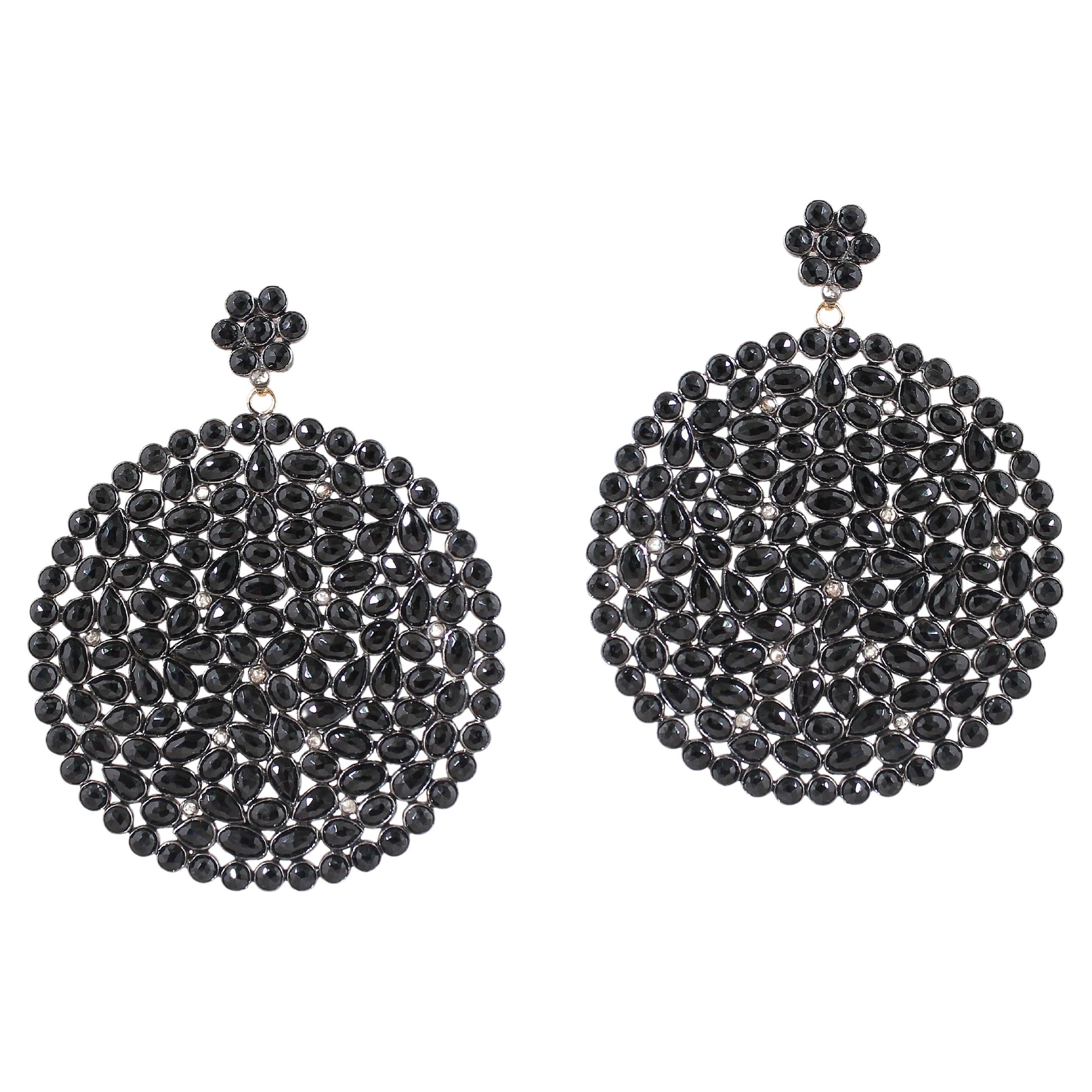 18K Gold & Sterling Silver 0.45 Cttw Spinel and Diamond Drop Earrings