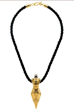 18k Gold Sterling Silver, Black Silk cord, Venere Necklace by Nathalie Edenburg