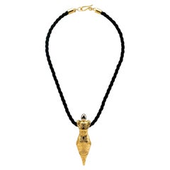 18k Gold Sterling Silver, Black Silk cord, Venere Necklace by Nathalie Edenburg