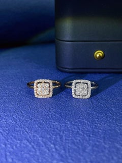 18K Gold Sugar Cube Ring with Natural Diamonds