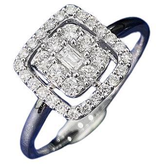 18K Gold Sugar Cube Ring with Natural Diamonds