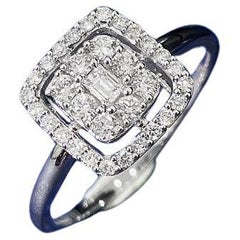 18K Gold Sugar Cube Ring with Natural Diamonds