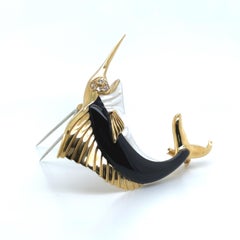 18k Gold Swordfish Pin