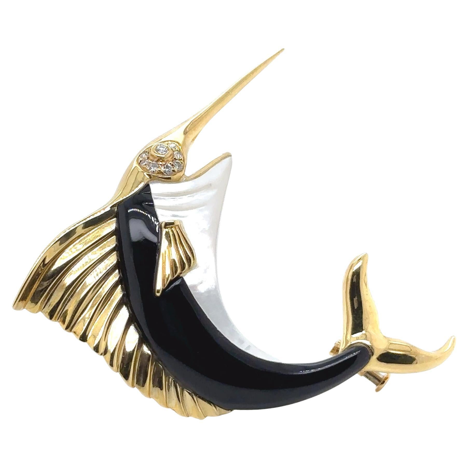 18k Gold Swordfish Pin