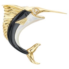 18k Gold Swordfish Pin