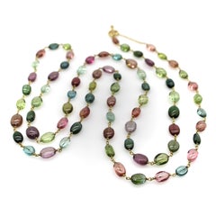 18K Gold Syna Multi-Colored Tourmaline Bead Necklace
