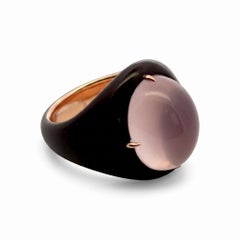 18K Gold Taffin Moonstone Enamel Ring