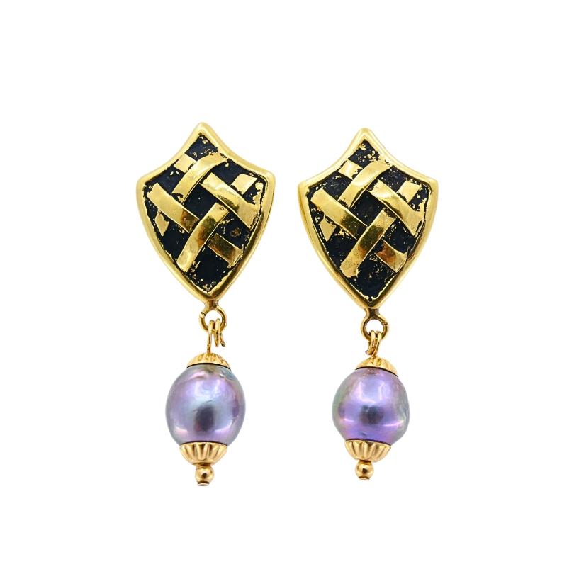 De las mujeres Pendientes Gota Perla Tahitiana Oro 18K en venta
