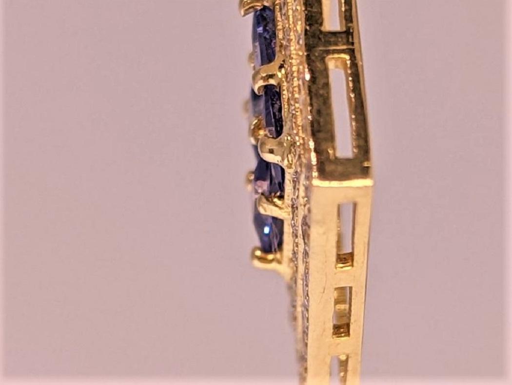 Art Nouveau 18K Gold, Tanzanite '1.03cts' and Diamond '1.53cts' Pendant