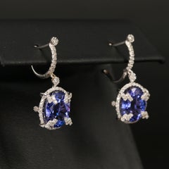 18K Gold Tanzanite Earrings, Tanzanite Drop Earrings Gift For Her