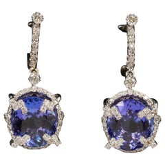 18K Gold Tanzanite Earrings, Tanzanite Drop Earrings Gift For Her 18K Gold Tanzanite Earrings, Tanzanite Drop Earrings Gift For Her