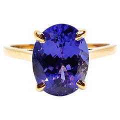 18K Gold Tanzanite Ring 2.53 Ct Natural Tanzanite Solitaire Engagement Ring