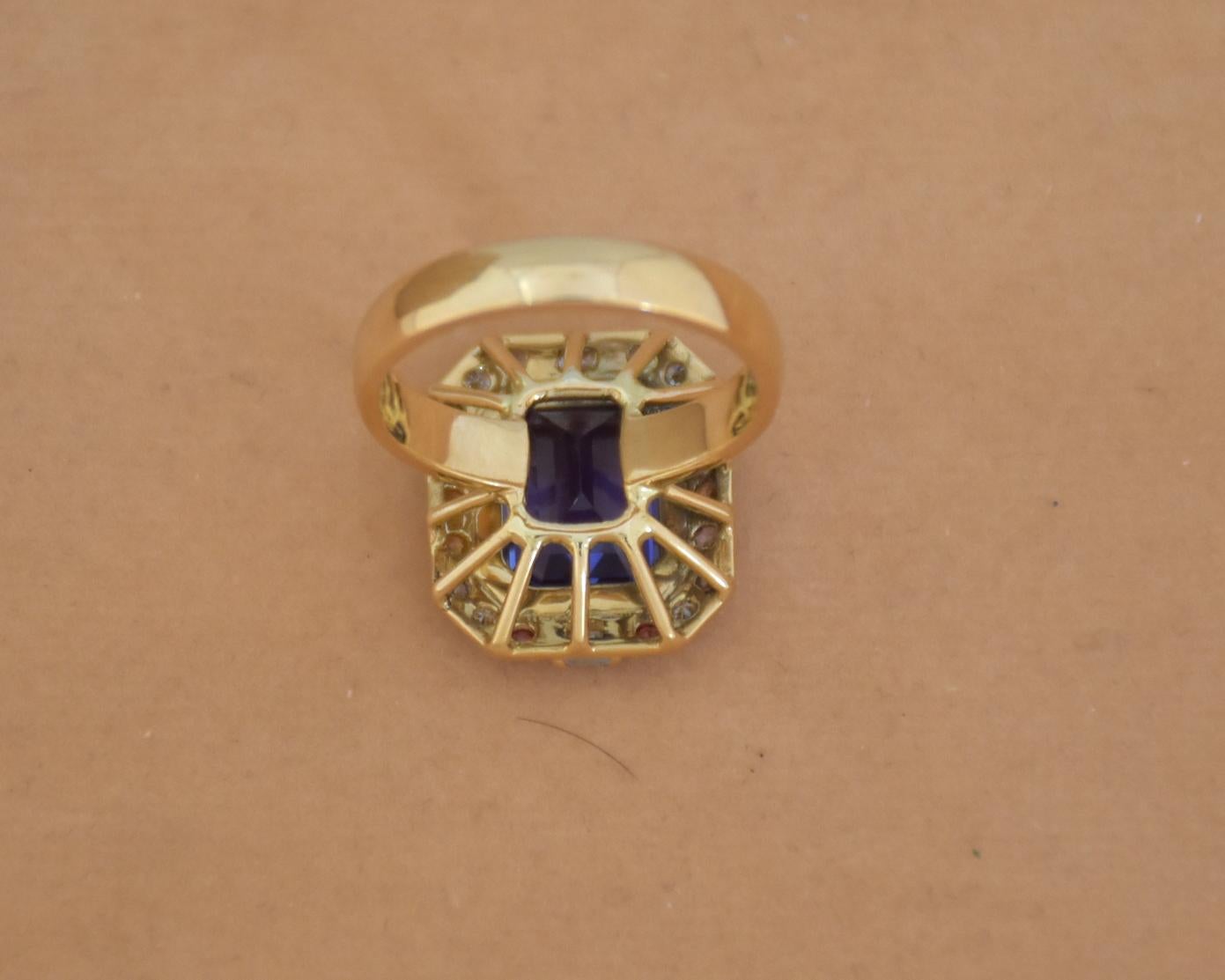 18K gold Tanzanite titanic stone ring with multi sapphires and diamonds 2