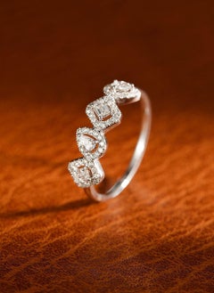 18K Gold Teardrop Emerald-Cut Ring with Natural Diamonds