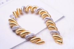 18K Gold Telephone Coil Bracelet with Diamonds