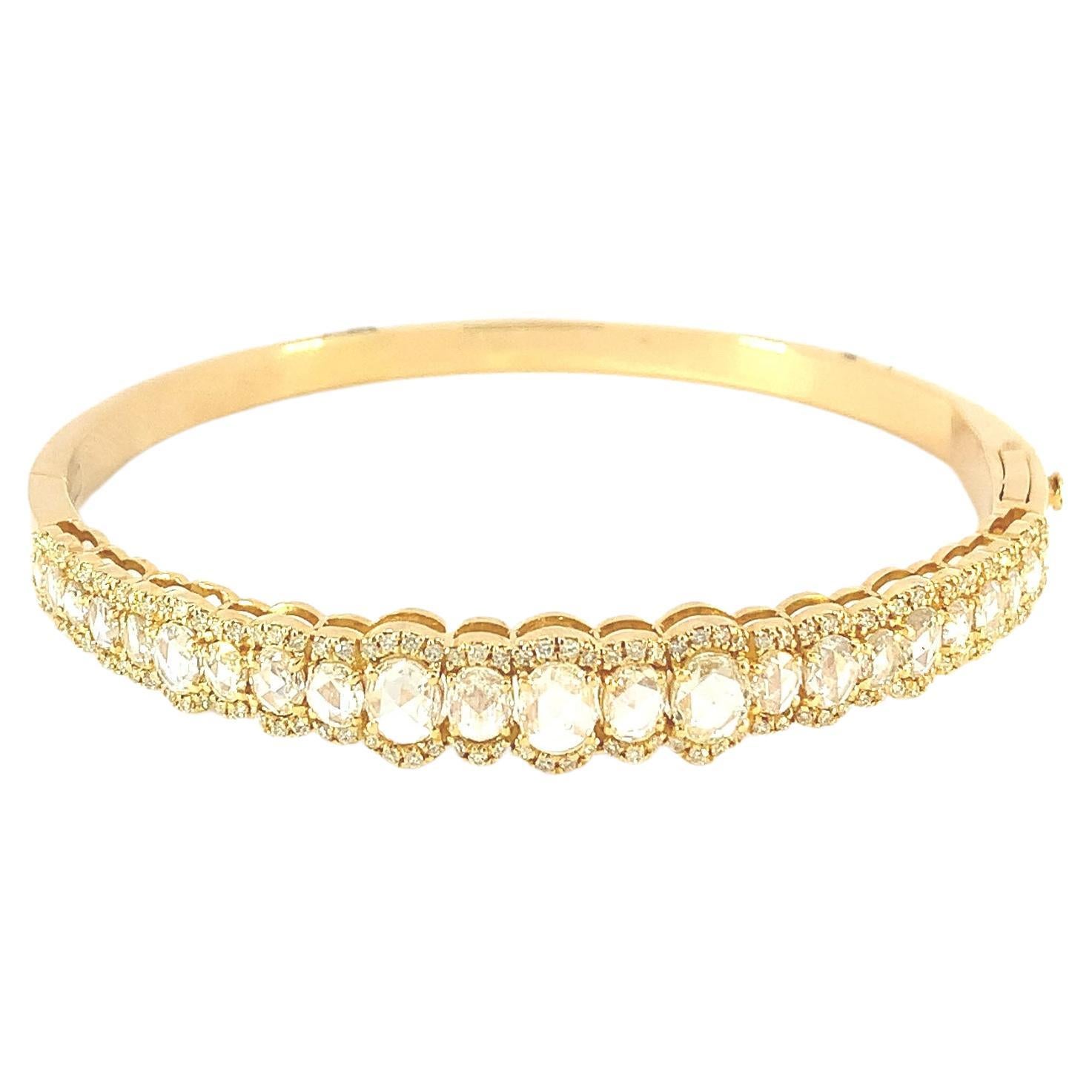 18K Gold Tennis Bracelet with Rose Cut White Diamonds (2.65 Carats) For Sale