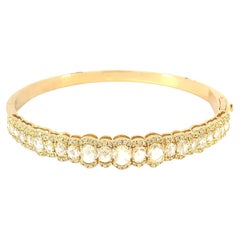 18K Gold Tennis Bracelet with Rose Cut White Diamonds (2.65 Carats)