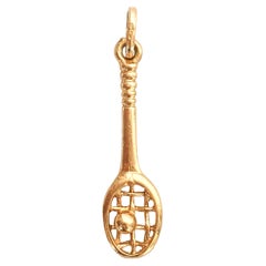 18K Gold Tennis Racket Charm Pendant