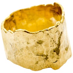 18k Gold Textured 15mm Wide Ring Handmade by Disa Allsopp