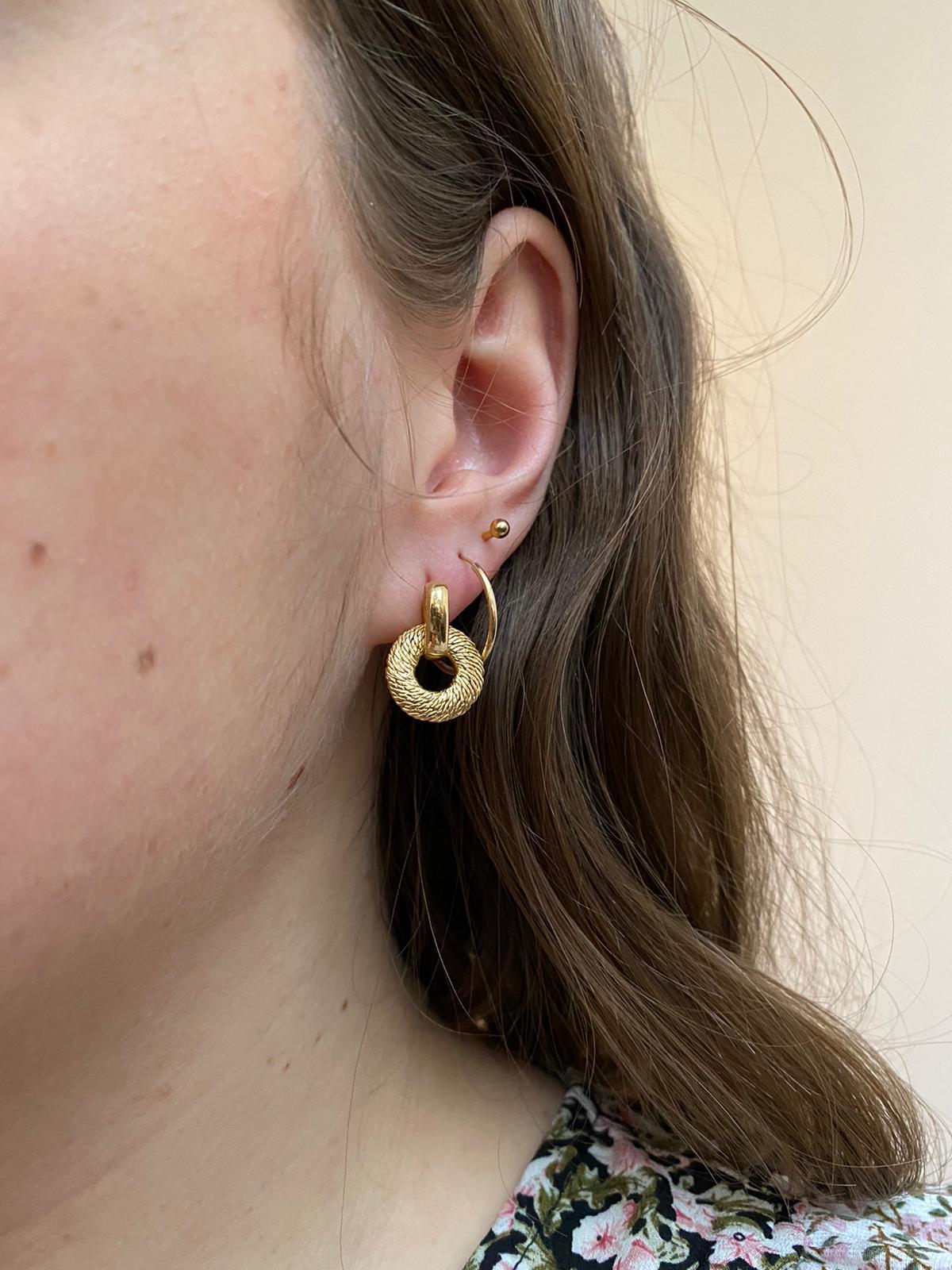 Women's or Men's 18k Gold Textured Earrings