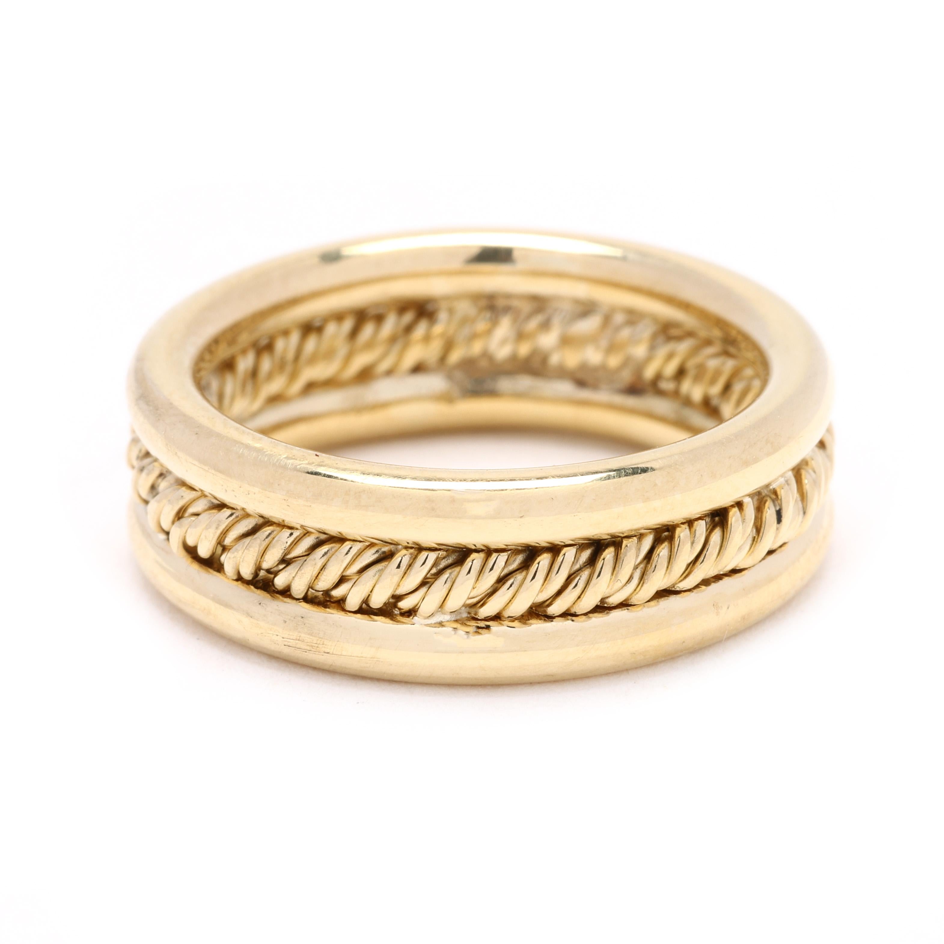 18k Gold Thick Twisted Band Ring, Yellow Gold, Ring Size 6, Wedding Band In Good Condition For Sale In McLeansville, NC