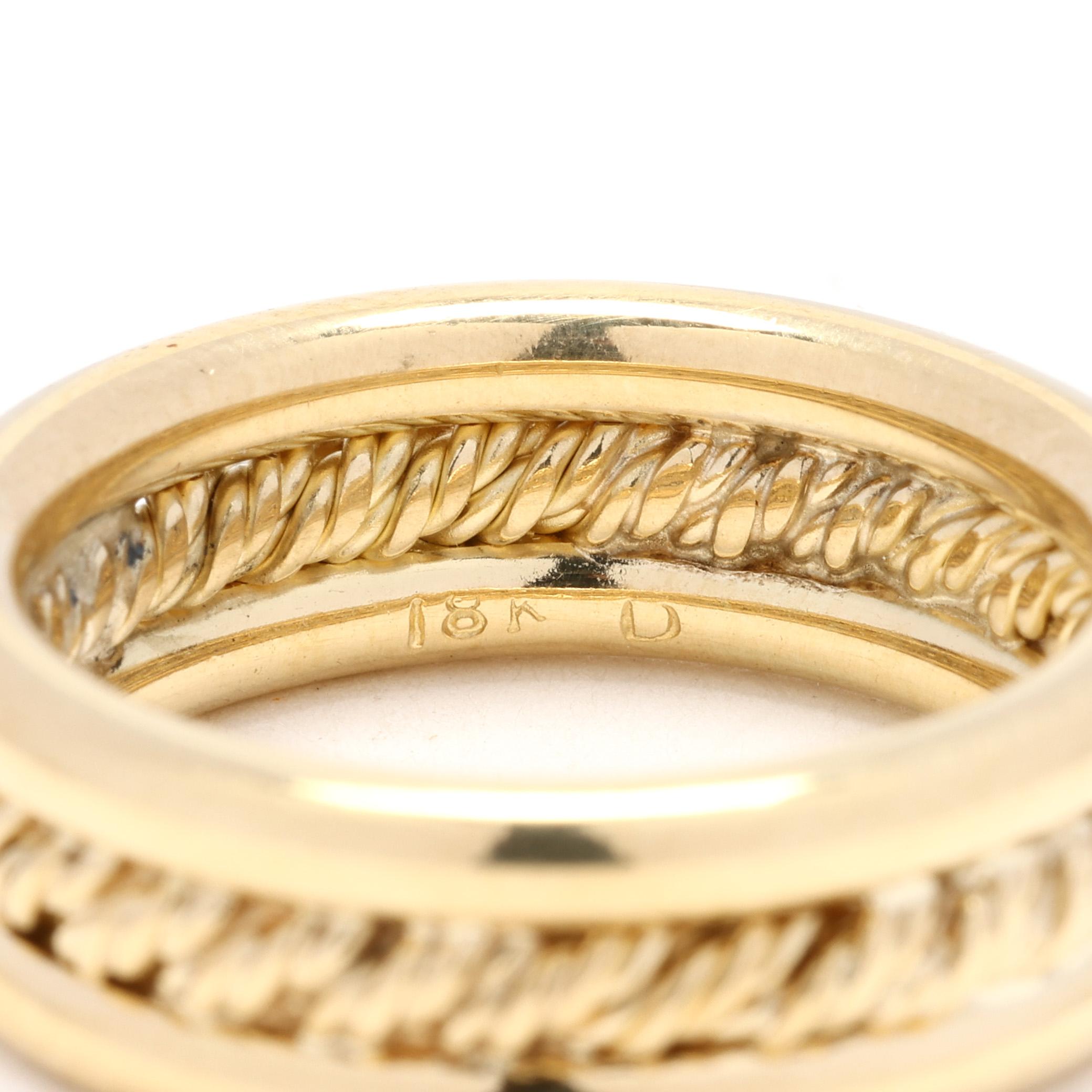 18k Gold Thick Twisted Band Ring, Yellow Gold, Ring Size 6, Wedding Band For Sale 2