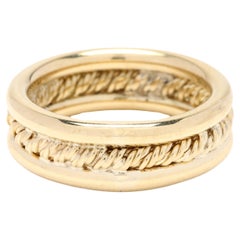 18k Gold Thick Twisted Band Ring, Yellow Gold, Ring Size 6, Wedding Band
