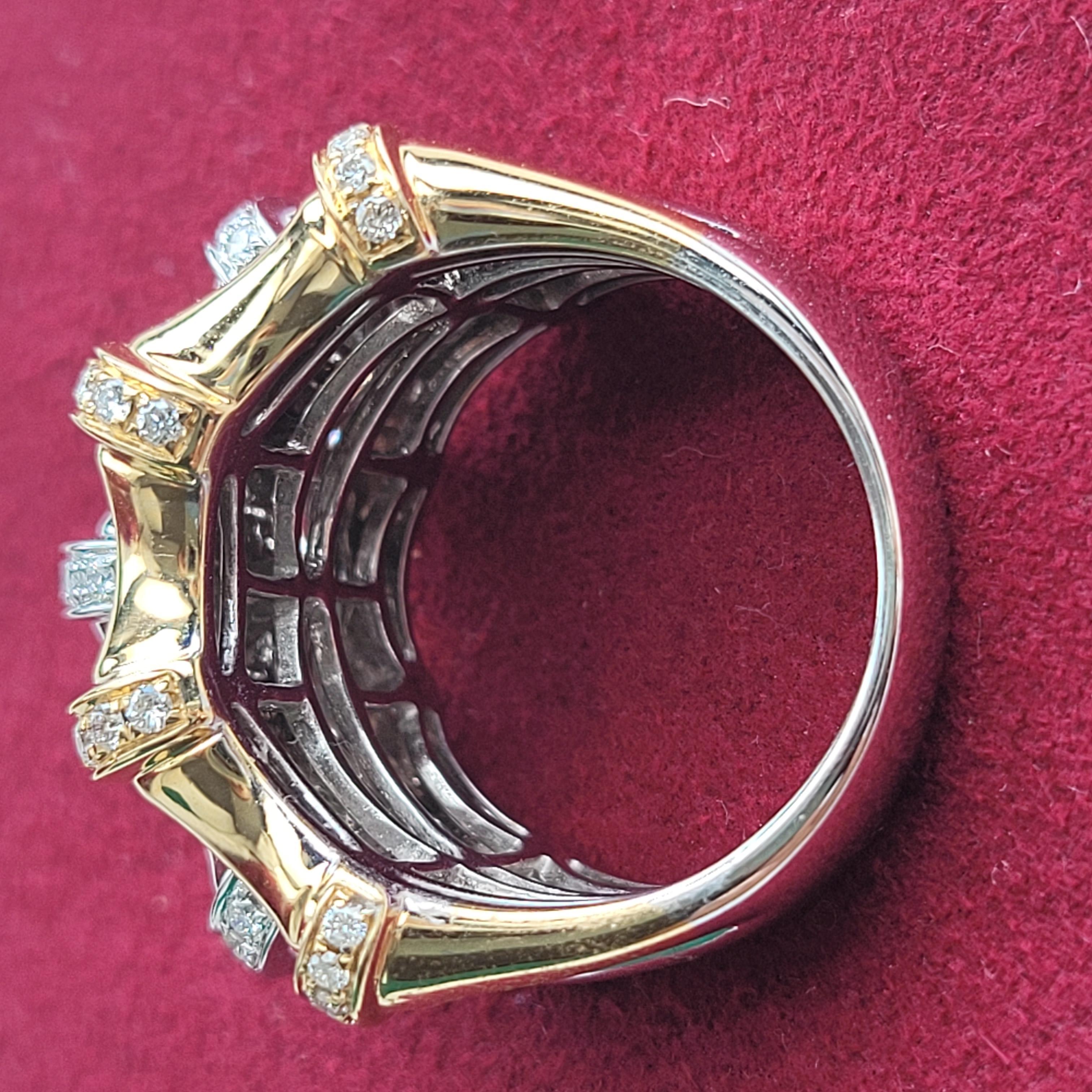 18k Gold Three Color Gold Diamonds Bamboo Signature Ring 3