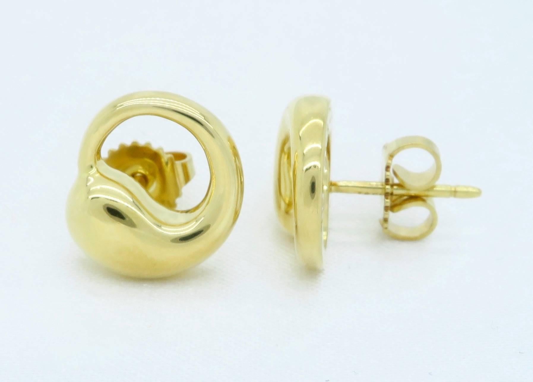 Women's or Men's  Tiffany & Co. Elsa Peretti Eternal Circle Stud 18 Karat Gold Earrings