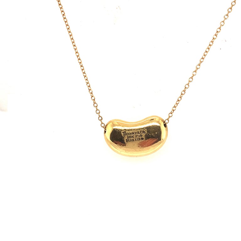 18 Karat Gold Tiffany and Co. Elsa Peretti Bean Necklace at 1stDibs