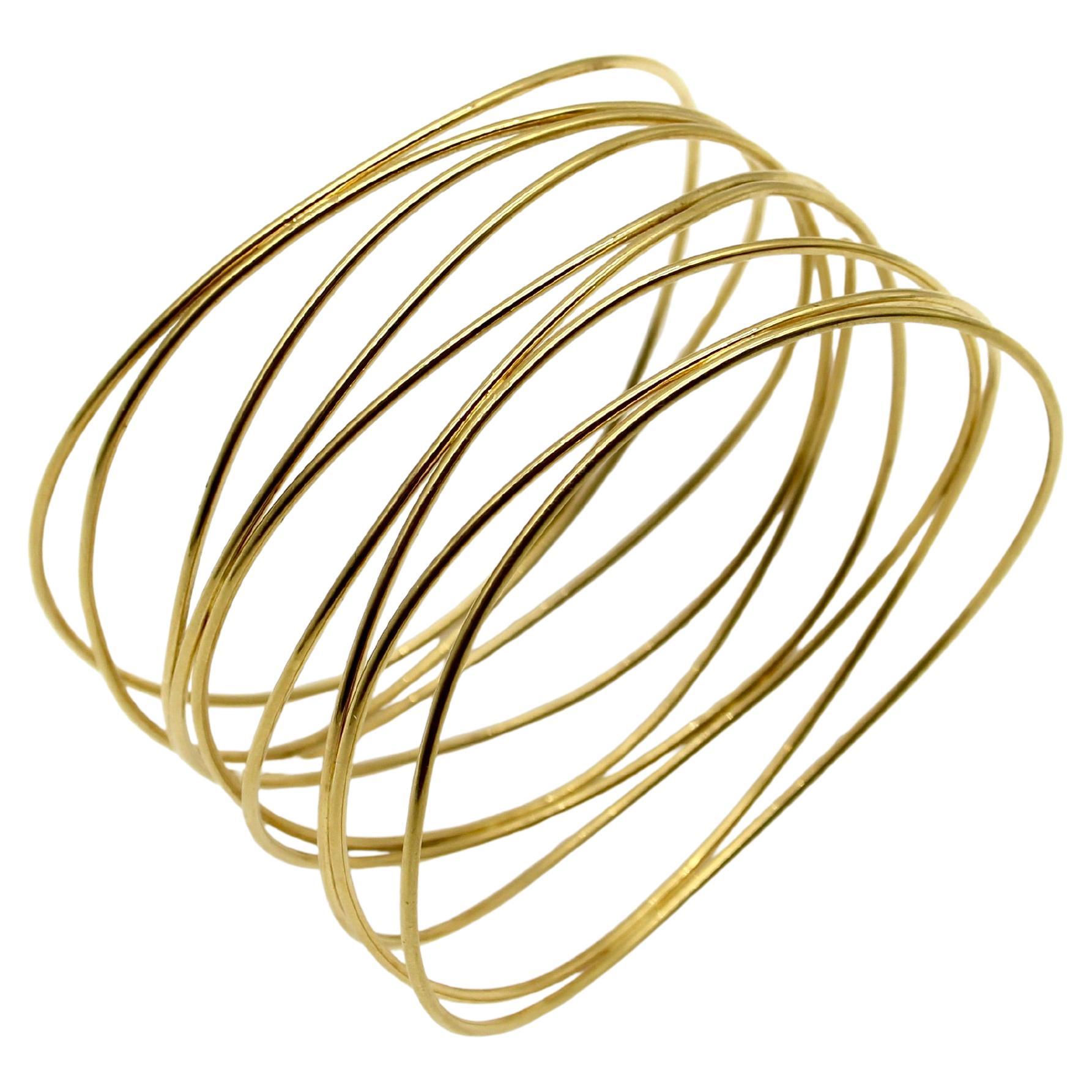 18K Gold Tiffany 
Co. Elsa Peretti Nine-Row Wave Bracelet For Sale