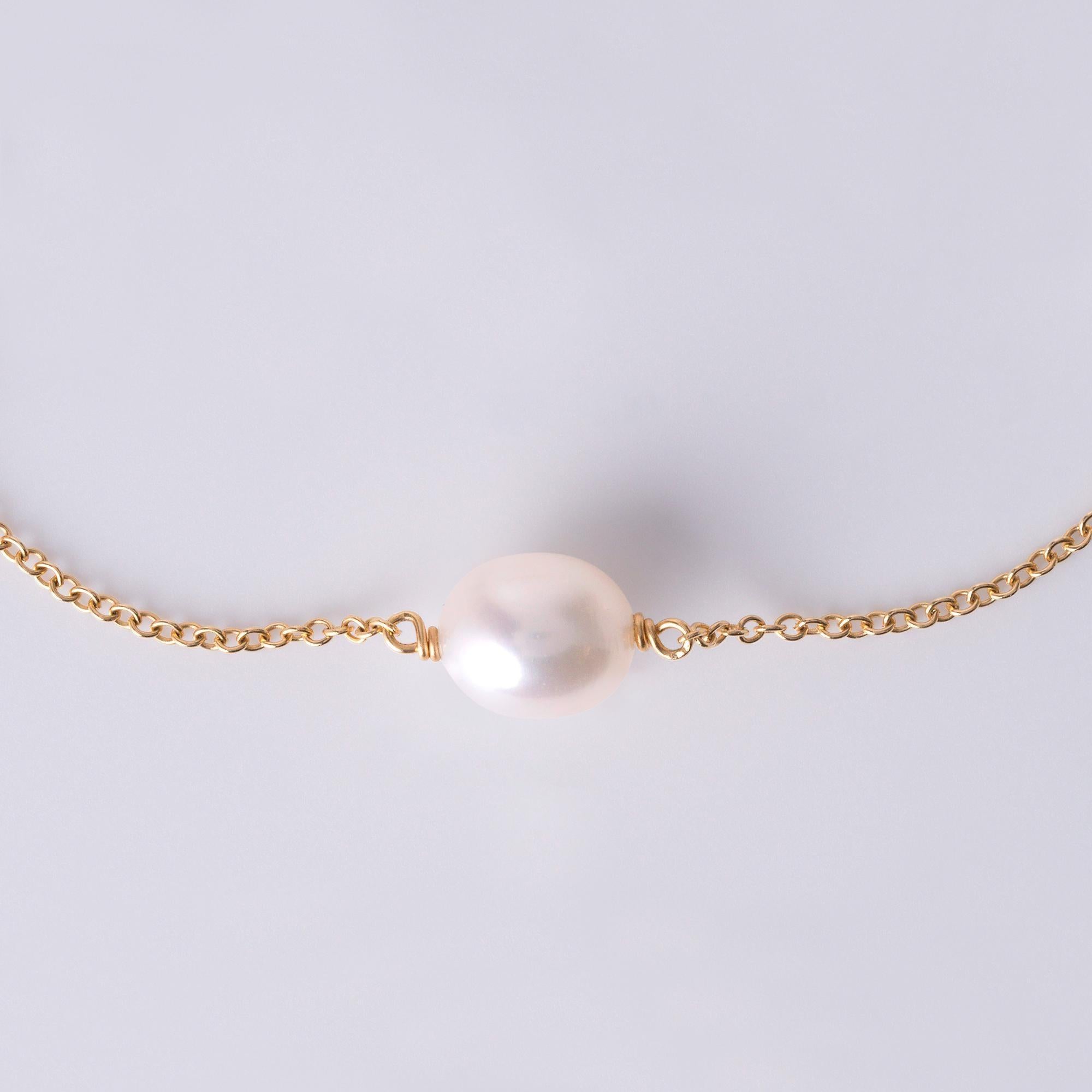 18K Gold Tiffany & Co Elsa Peretti Vintage Pearl Bracelet For Sale 1