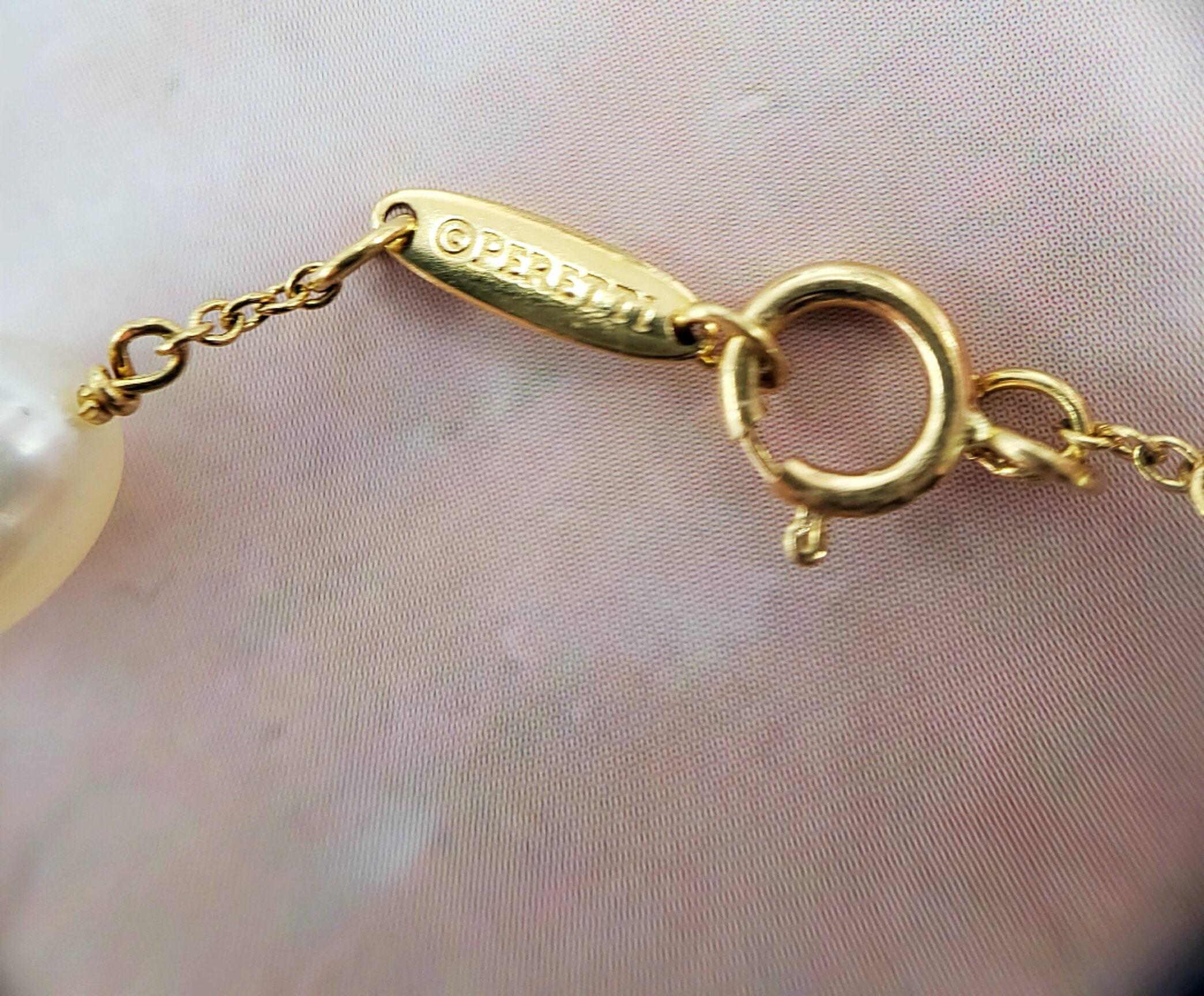 18K Gold Tiffany & Co Elsa Peretti Vintage Pearl Bracelet For Sale 2