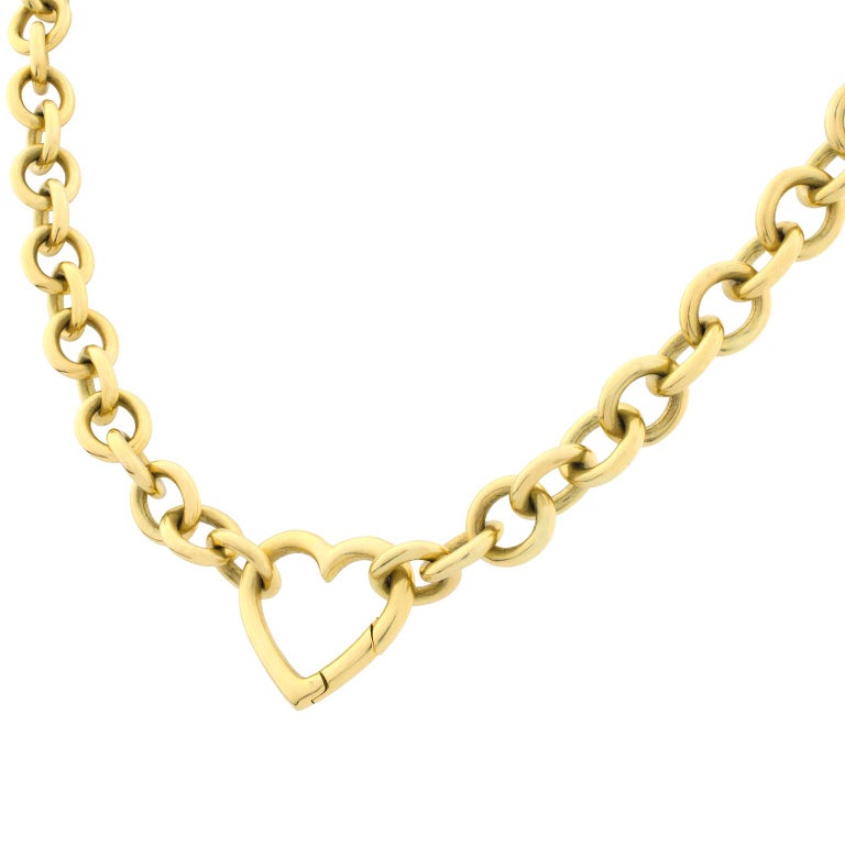 18K Gold Tiffany and Co. Heart Link Necklace For Sale at 1stDibs gold heart link necklace