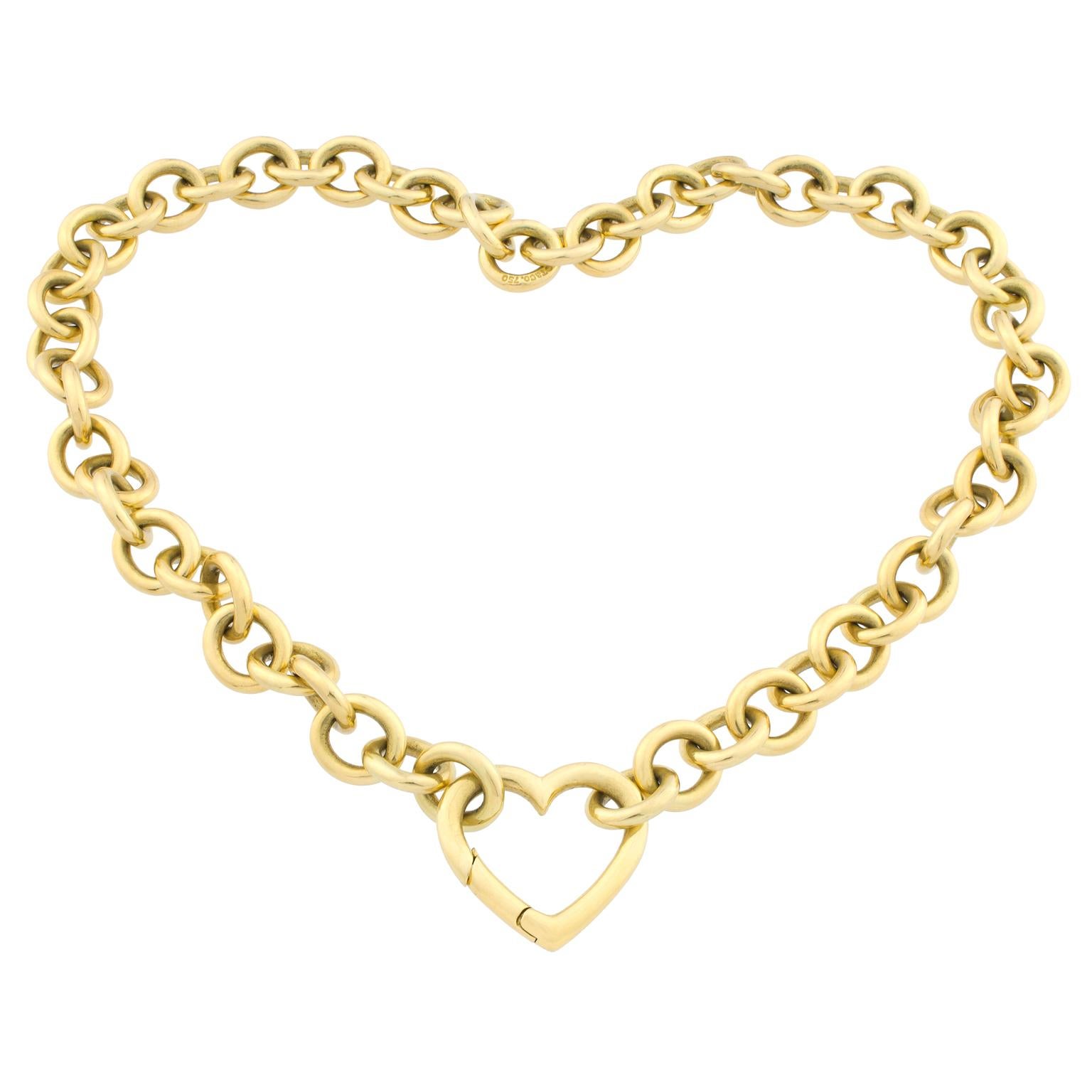 18K Gold Tiffany & Co. Heart Link Necklace For Sale