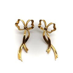18K Gold Tiffany & Co. Long Ribbon Bow Earrings