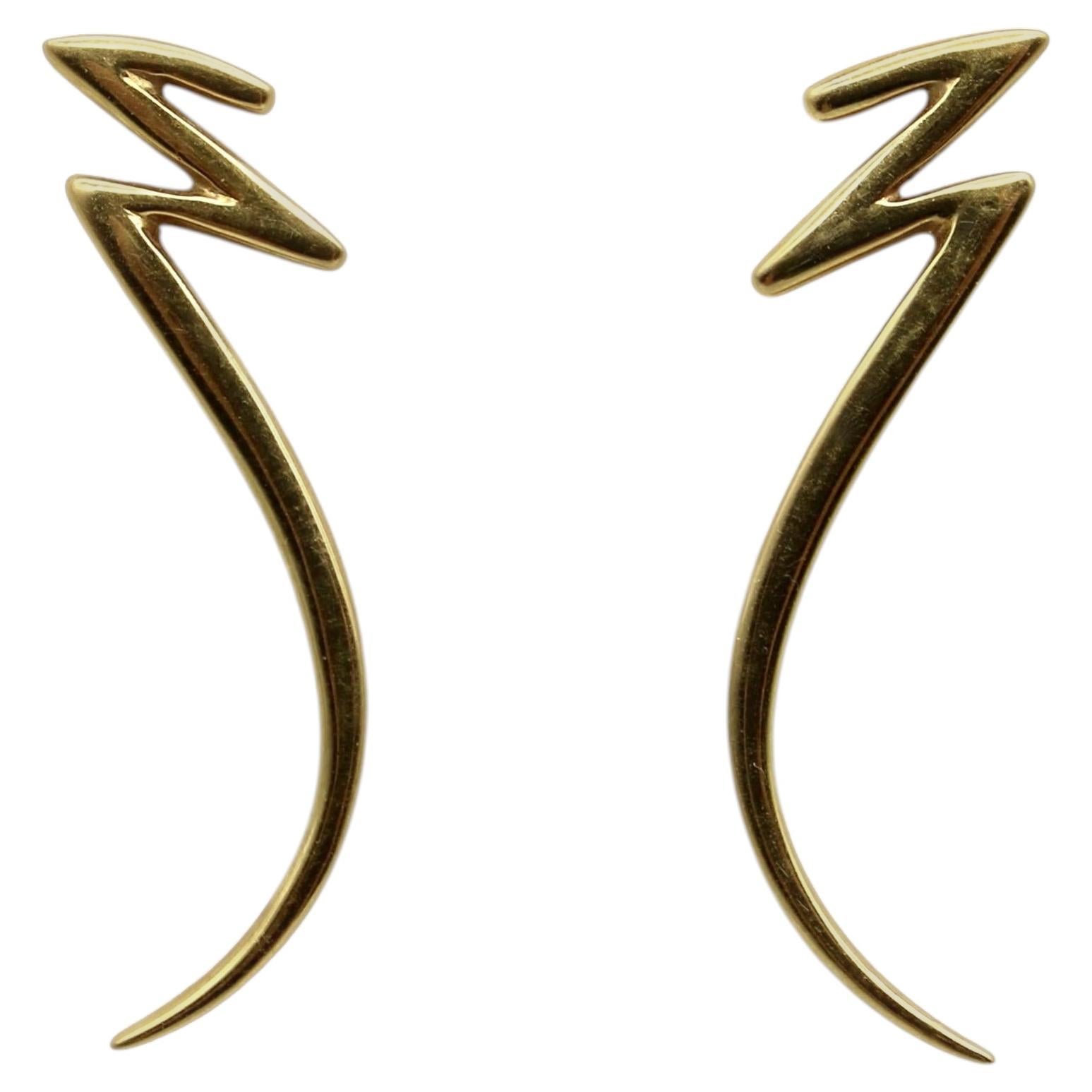 18K Gold Tiffany & Co. Paloma Picasso Zig-Zag Scribble Earrings