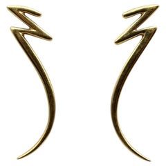 18K Gold Tiffany & Co. Paloma Picasso Zig-Zag Scribble Earrings