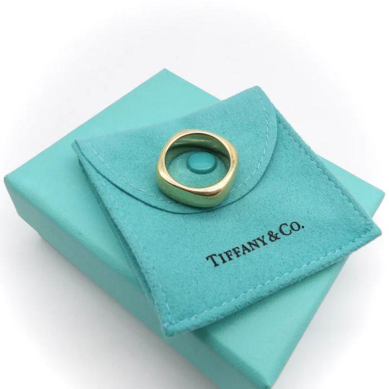 18K Gold Tiffany & Co. Thick Squared Band In Good Condition In Venice, CA