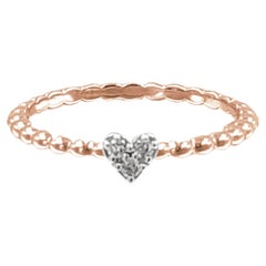 Bague cœur en or 18 carats sertie d'un minuscule diamant Tiny Diamond Heart Valentine Jewelry