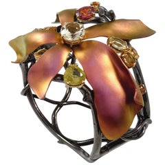 Jose Marin Granat-Zitrinen Sphene Andesine Gold Titan Schwarz Silber Armbänder