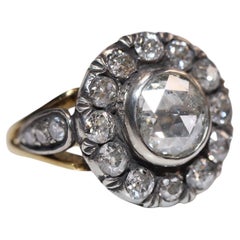 18k Gold Top Silver New Handmade Natural Diamond Decorated Strong Ring