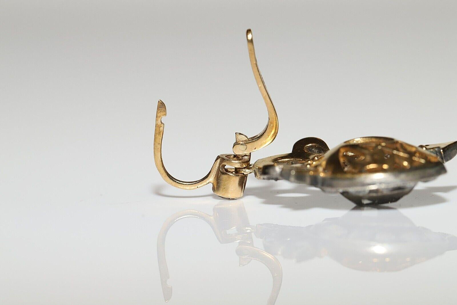 18K Gold Top Silver New Handmade Natural Diamond  Drop Arrow Earring  For Sale 7