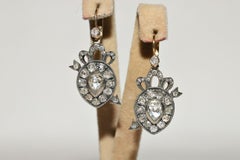 18K Gold Top Silver New Handmade Natural Diamond  Drop Arrow Earring