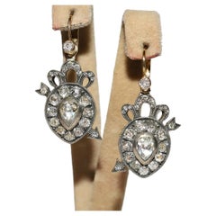 Oro 18K Top Silver Nuovo Diamante Naturale Fatto a Mano  Orecchino a goccia Arrow
