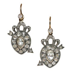 18K Gold Top Silver New Handmade Natural Diamond Tropfenpfeil-Ohrring