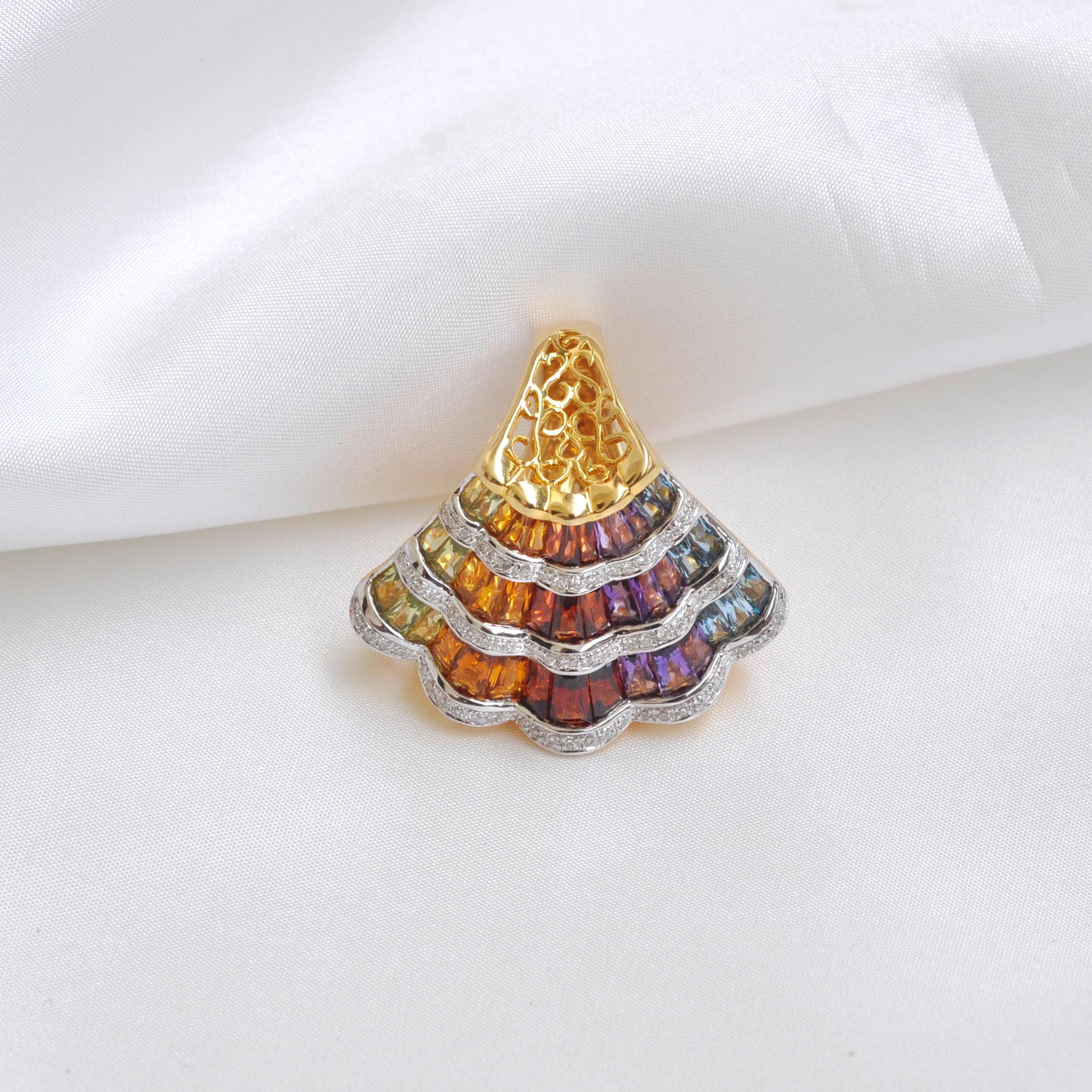 18K Gold Topas Amethyst Granat Citrin Peridot Mehrfarbiger Regenbogen Cocktail-Ring 1