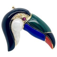 18k Gold Toucan Bird Pin