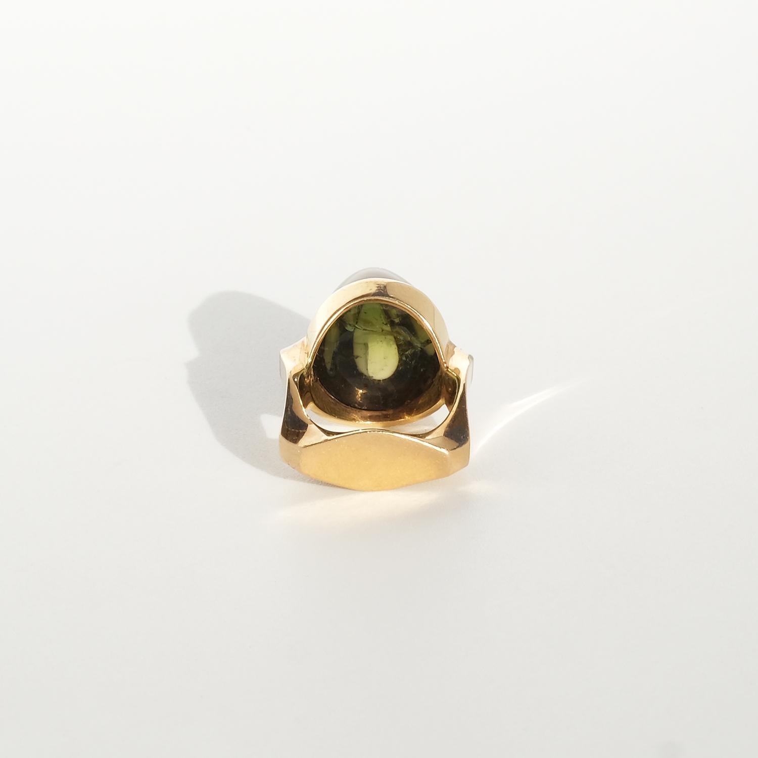 Bague vintage du maître Hans Scherlund, en or 18 carats, tourmaline et diamants, fabriquée en 1967 Bon état à Stockholm, SE